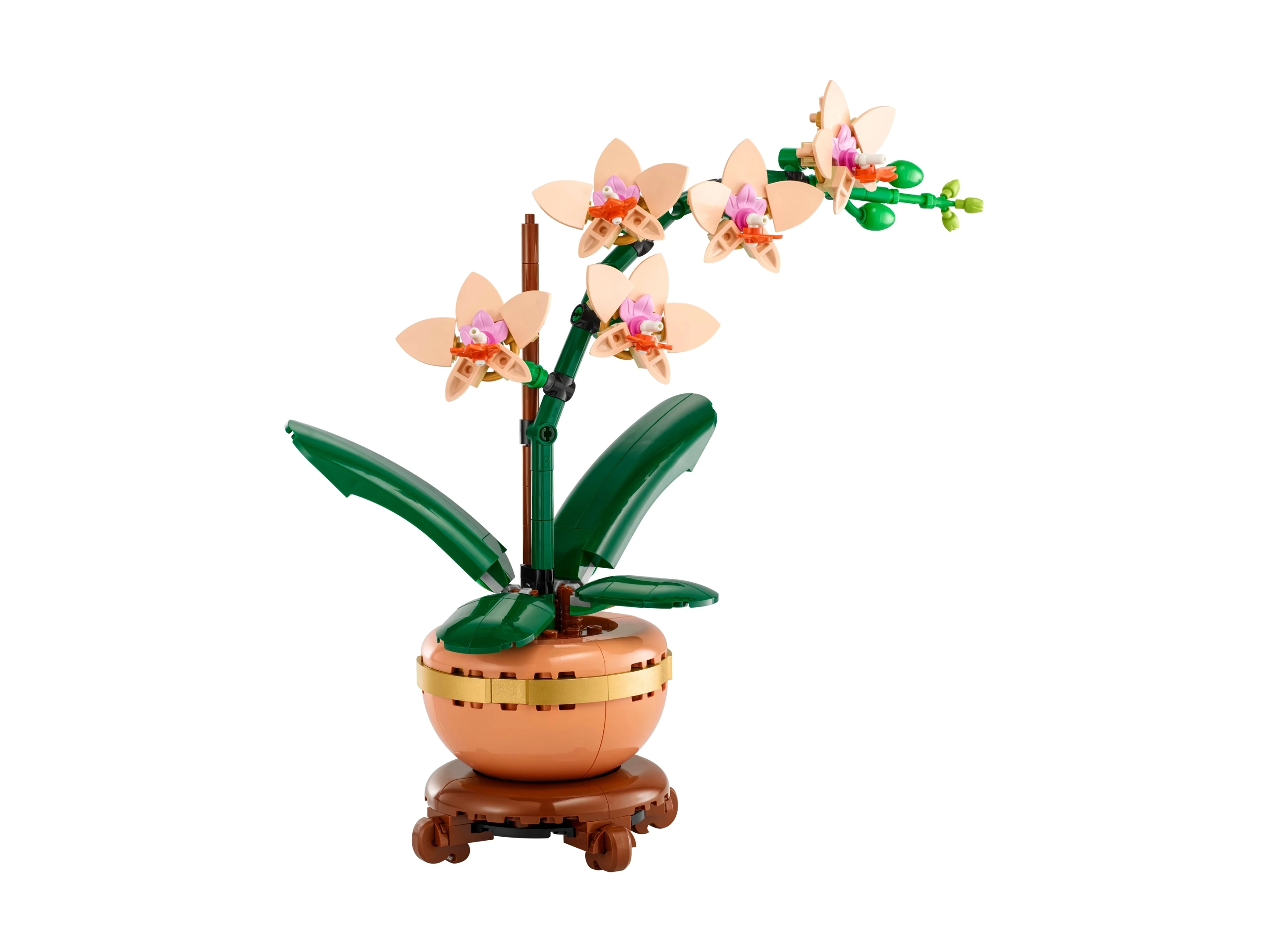 LEGO Botanicals Mała Orchidea 10343 - widok detali kwiatów i liści z klocków