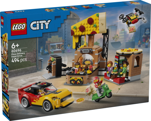 LEGO City Dostawa Pizzy z pojazdami 60496 zestaw LEGO® z pizzerią i pojazdami do dostawy