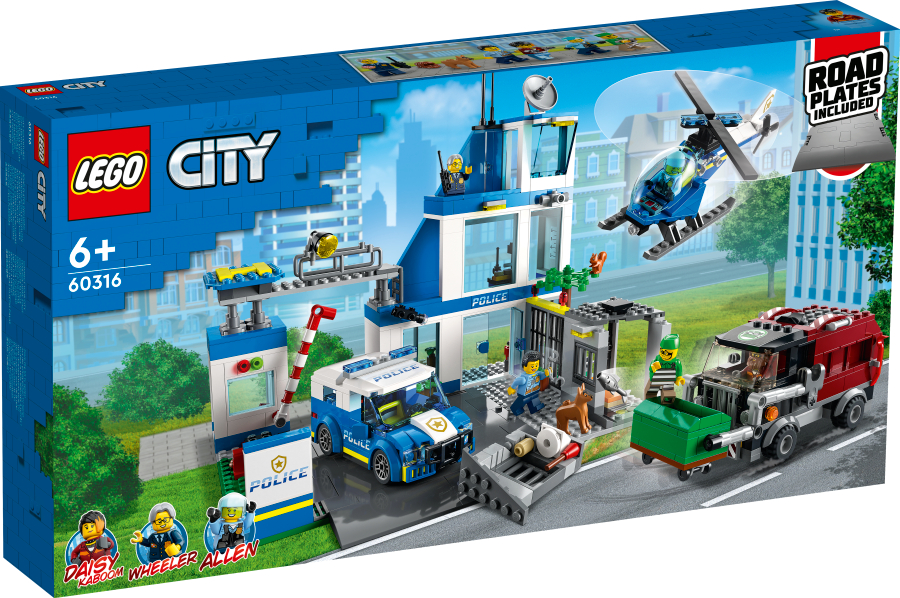 LEGO City Posterunek policji 60316 z helikopterem i radiowozem do zabawy akcyjnej