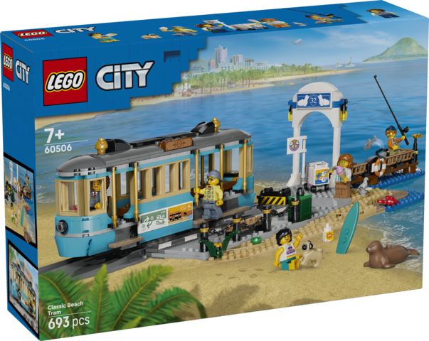 LEGO City Tramwaj przy plaży 60506 - model tramwaju z plażą i molo