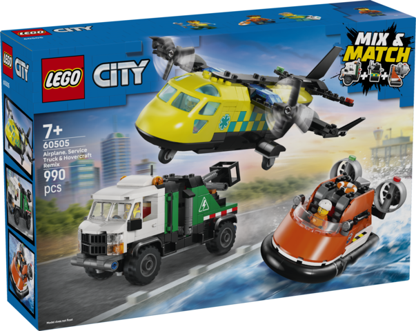 Zestaw LEGO City 60505 z samolotem, ciężarówką i poduszkowcem ratunkowym LEGO®