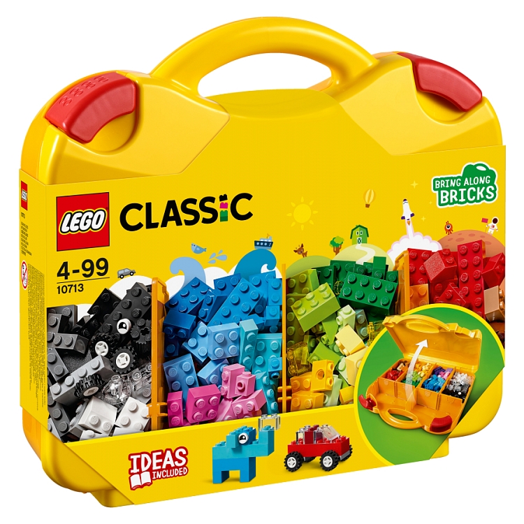 LEGO Classic kreatywna walizka 10713 - zestaw klocków LEGO w żółtej walizce z przegródkami