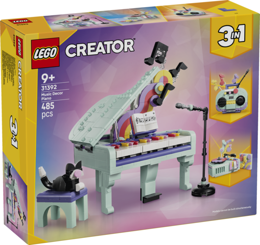 Zestaw LEGO Creator 3w1 Dekoracyjny fortepian z kotem LEGO® z 485 elementami