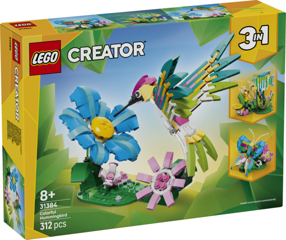 Zestaw LEGO Creator 3w1 Dzikie Zwierzęta Kolorowy Koliber – model z ruchomymi skrzydłami i podstawą