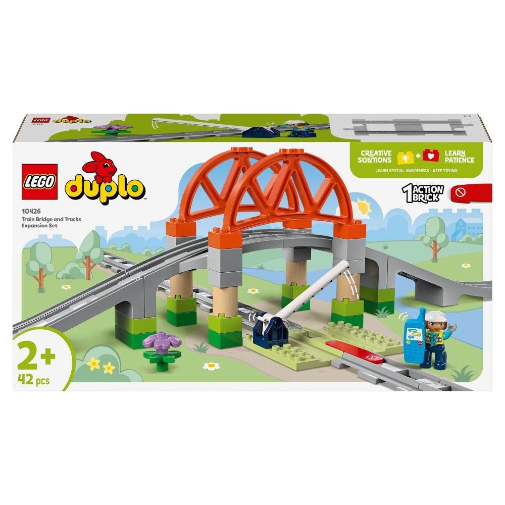 LEGO Duplo Most i tory kolejowe 10426 z dużym podnoszonym mostem i torami dla najmłodszych
