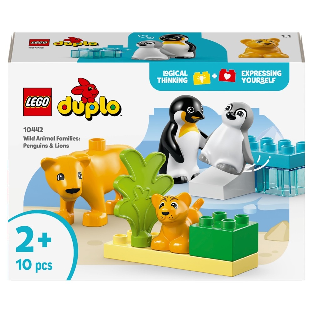 Zestaw LEGO Duplo Town Rodziny dzikich zwierząt z pingwinami i lwami 10442