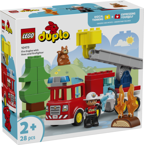 LEGO Duplo Wóz strażacki z wężem i strażakiem 10473 pojazd strażacki z akcesoriami do zabawy