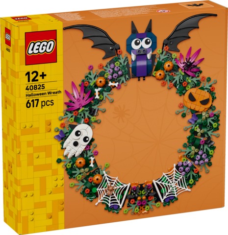 LEGO ICONIC Wieniec na Halloween 40825 z dużym nietoperzem i dyniami
