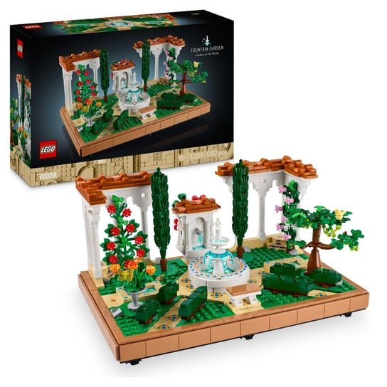 LEGO Icons Fontanna w ogrodzie 10359 detal fontanny i roślin - model LEGO®