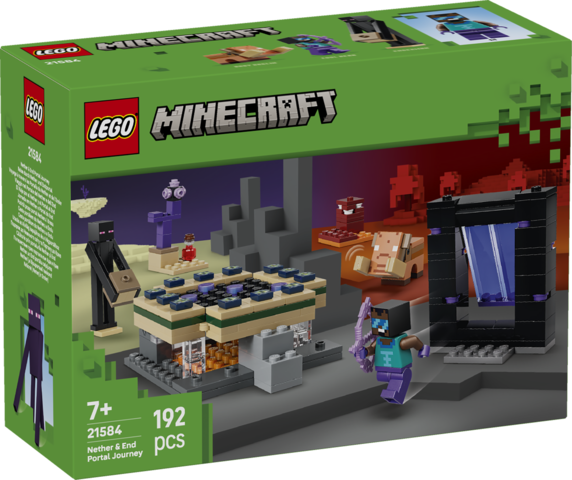 Zestaw LEGO Minecraft Podróż przez portal Netheru i Kresu 21584 z postaciami i portalami