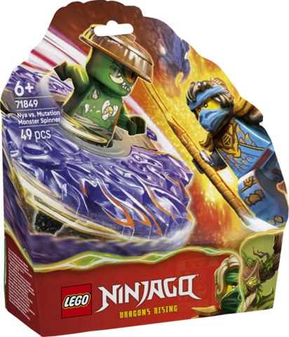 LEGO Ninjago Nya kontra zmutowany potwór na spinnerze 71849 z dwoma minifigurkami i wyrzutnią