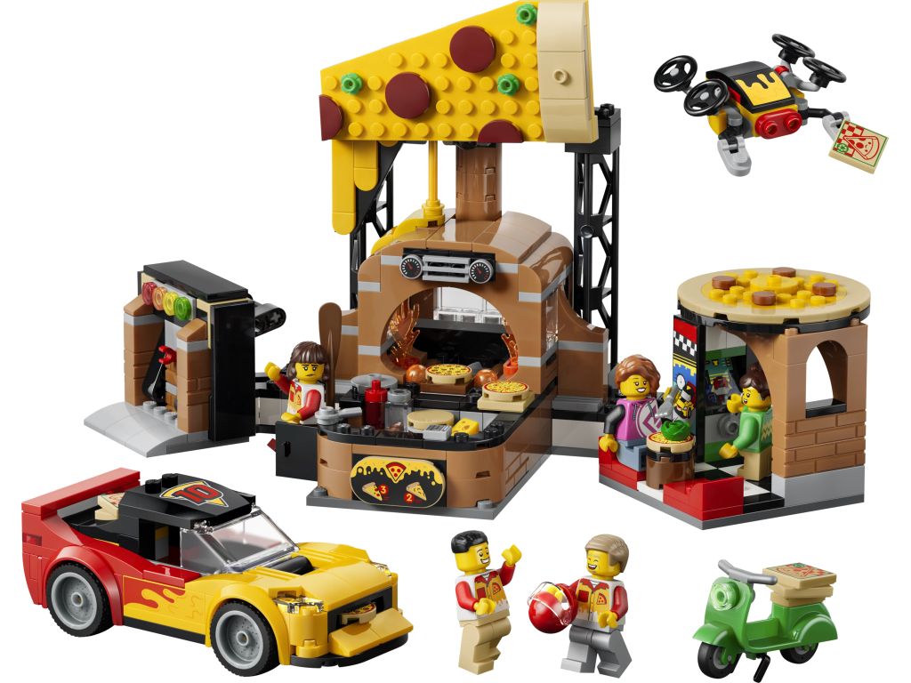 LEGO City Dostawa Pizzy 60496 z pojazdami: samochód dostawczy, skuter i dron