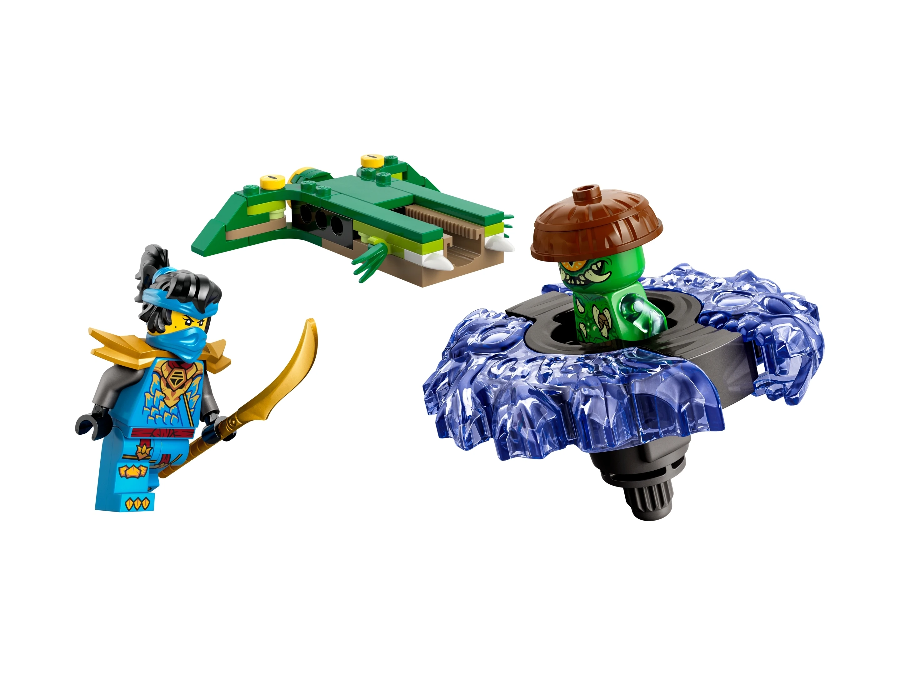 Zestaw LEGO Ninjago 71849 – spinner z wyrzutnią i zmutowany potwór w akcji
