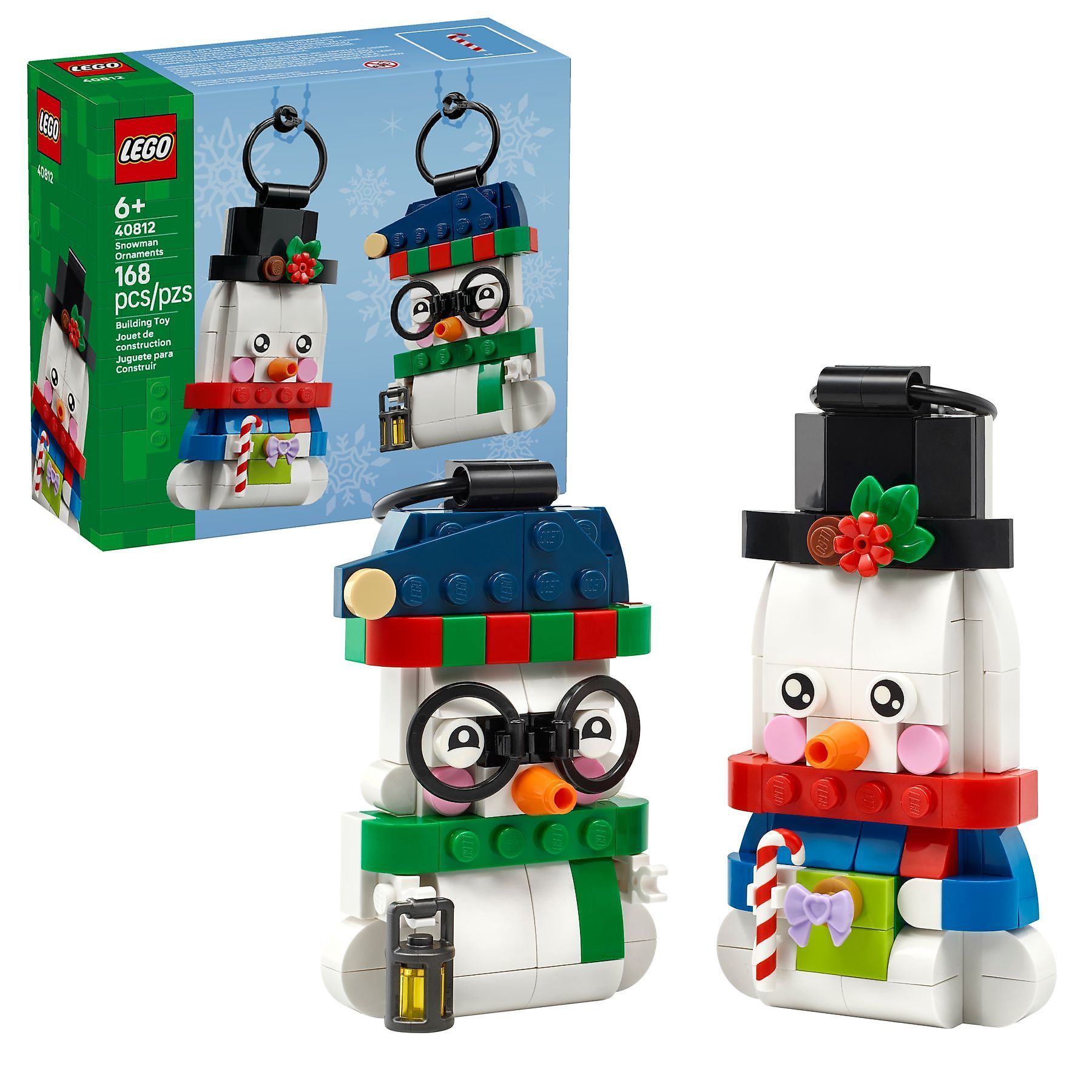 LEGO Iconic Ozdoby z bałwankami 40812 figurki bałwanków z detalami i kółkami do zawieszenia