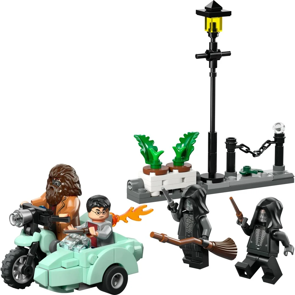Zestaw LEGO Harry Potter 76459 – motocykl Hagrida z bocznym koszem oraz fragment Privet Drive
