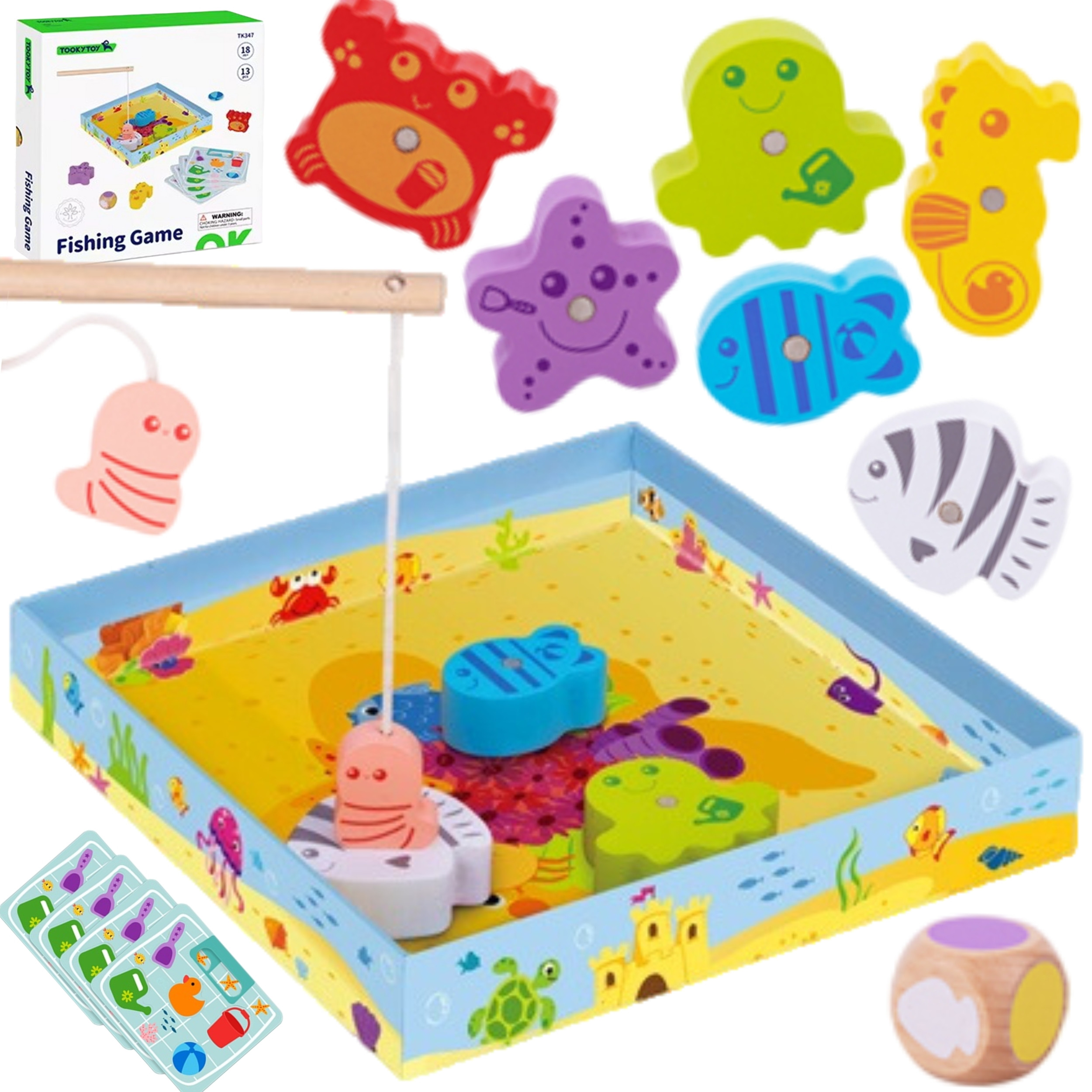 Magnetyczna gra łowienie rybek TOOKY TOY z kolorowymi morskimi stworzeniami