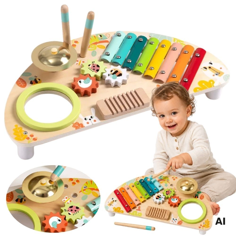 Wielofunkcyjny instrument muzyczny TOOKY TOY z kolorowymi elementami i pałeczkami