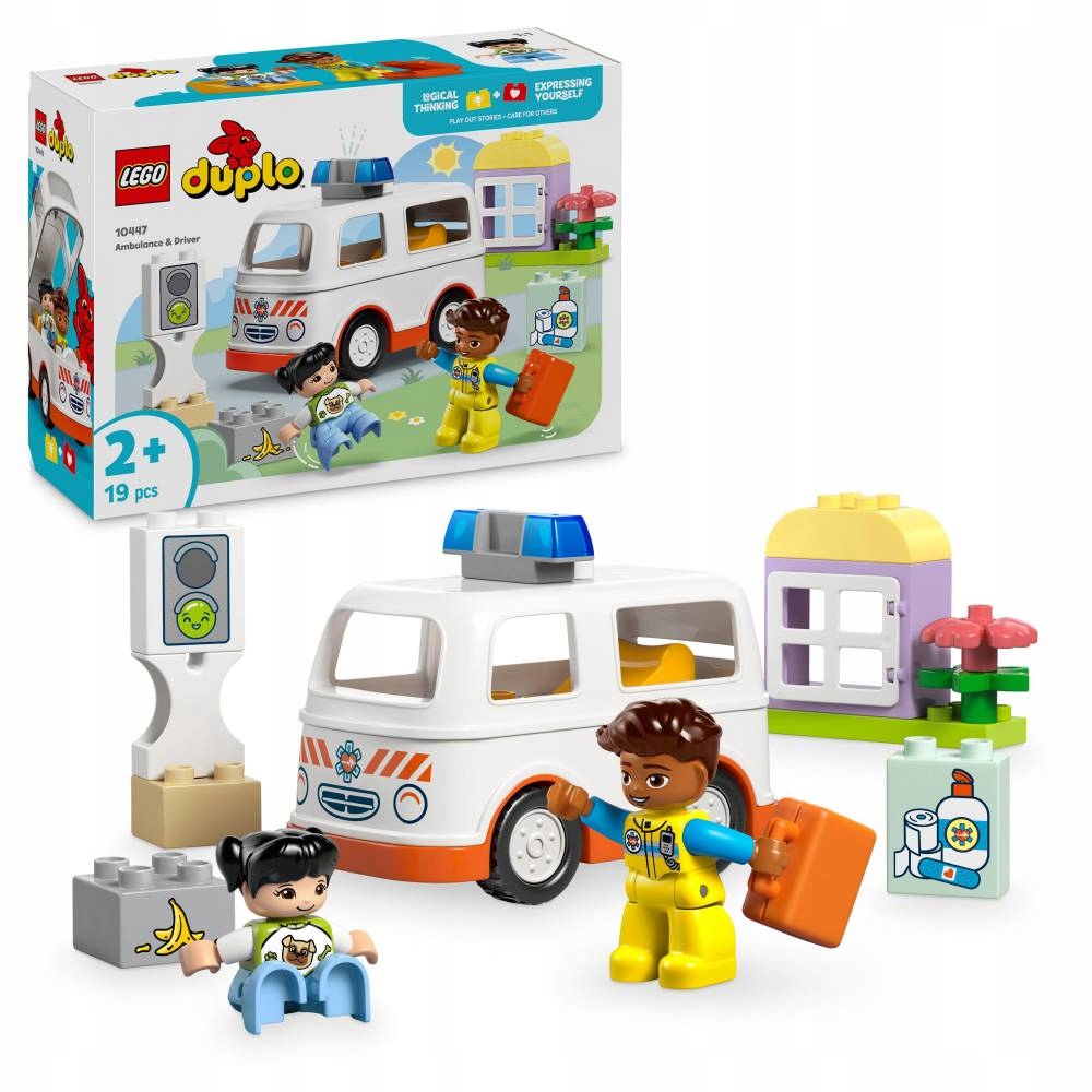 Zestaw LEGO Duplo 10447 Karetka z otwieranym dachem, figurka ratownika i dziewczynki