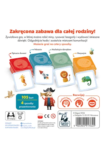 Karty do gry Kalambury Kapitan Nauka z kolorowymi ilustracjami