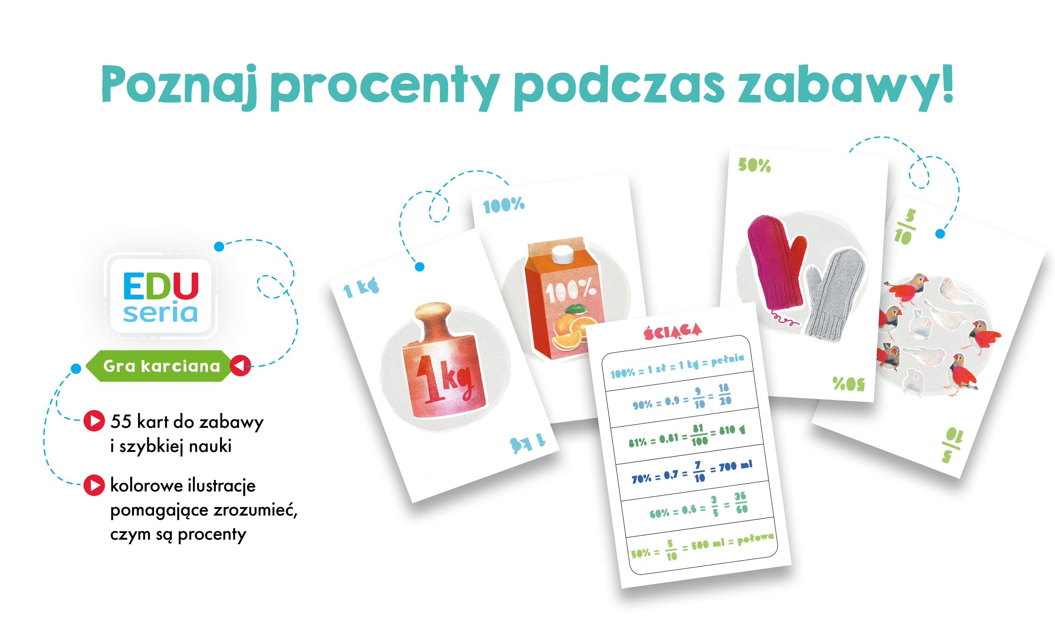 Dwustronne karty edukacyjne EDUseria Procenty Kapitan Nauka