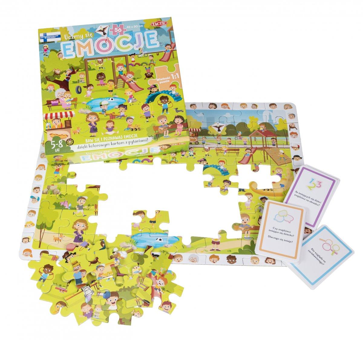 Karty do gry edukacyjnej Tactic Uczmy się: Emocje z 56 puzzlami
