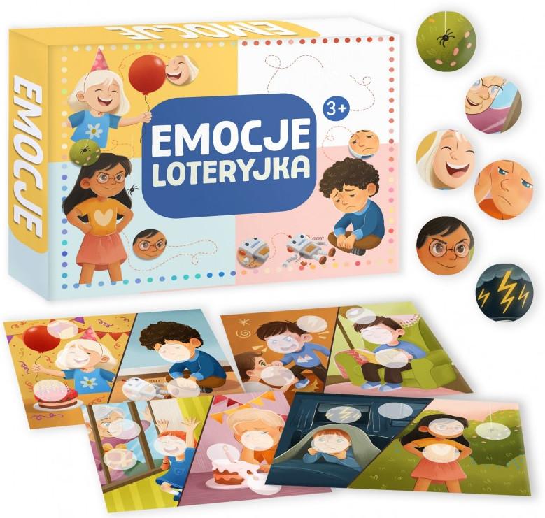 Zestaw 4 plansz i 24 żetonów do gry Kangur Loteryjka Emocje