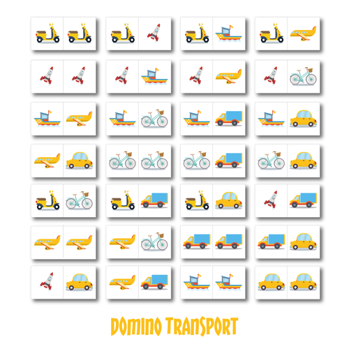 Gra Domino Transport XXL Akson - 28 dużych elementów 18 × 36 cm do zabawy podłogowej