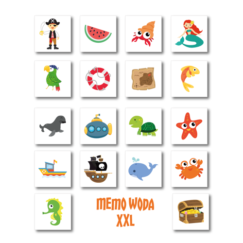 Gra Memo Woda XXL z dużymi kafelkami memory 20 × 20 cm marki Akson