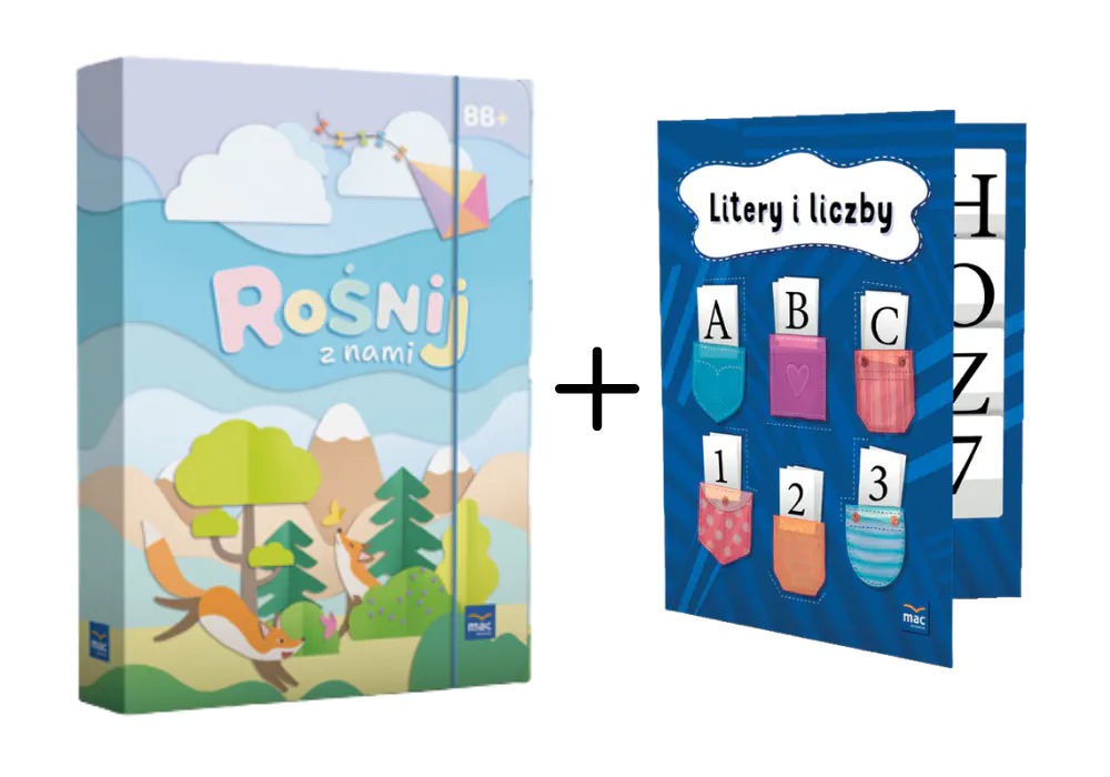 Superpakiet Rośnij z nami poziom B i B+ MAC PODRĘCZNIKI - okładka zestawu edukacyjnego