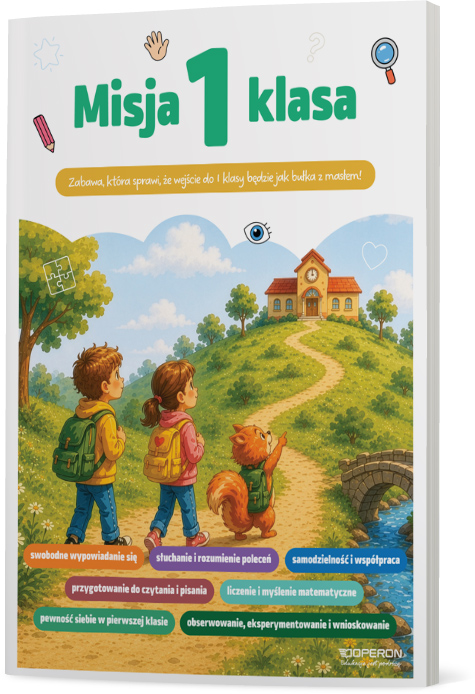 Okładka książki edukacyjnej Misja 1 klasa OPERON PODRĘCZNIKI 2 format 295x210 mm