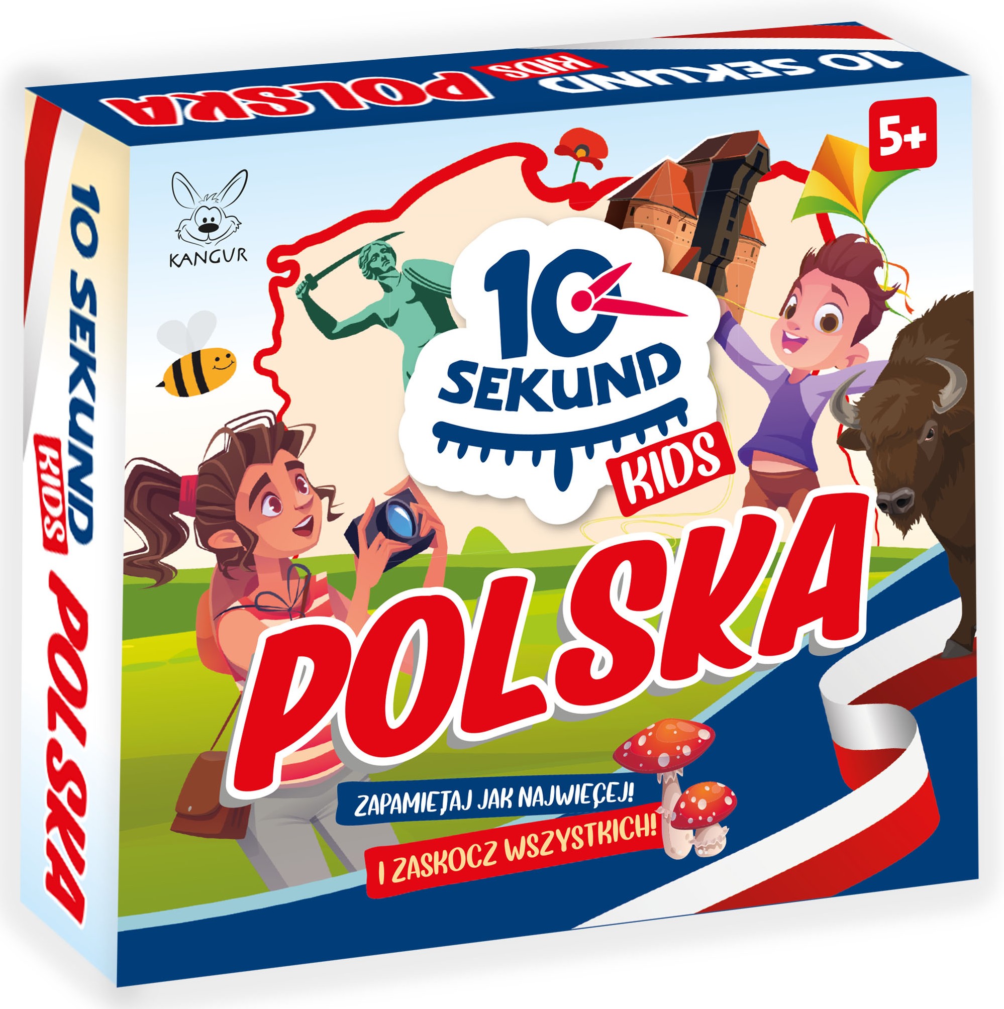 Zestaw 48 ilustrowanych kart i kostka do gry 10 Sekund Kids Polska KANGUR