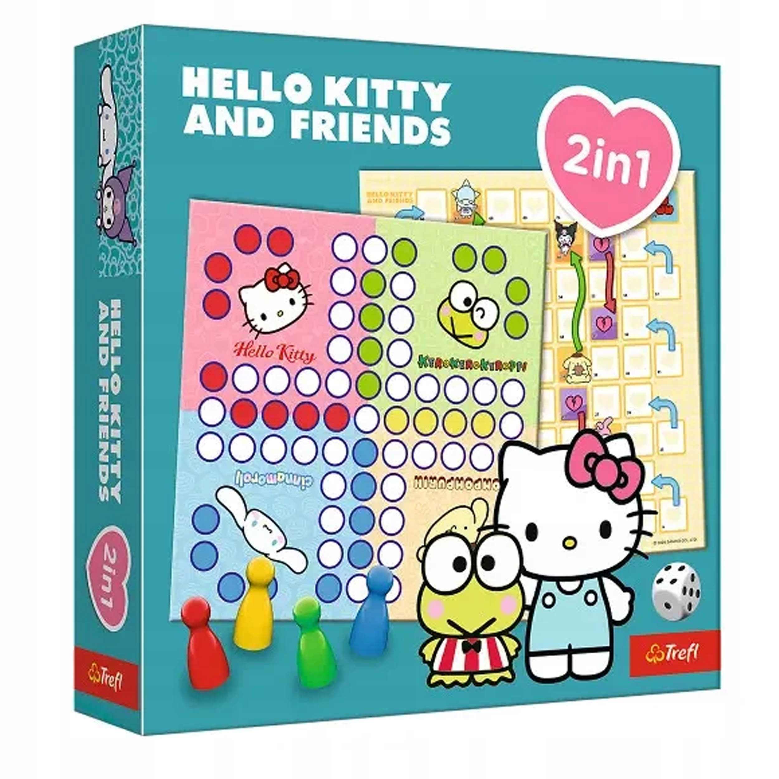 Plansza do gry Chińczyk i Węże i Drabiny Hello Kitty 2w1 Trefl PAP z widocznymi polami i postaciami
