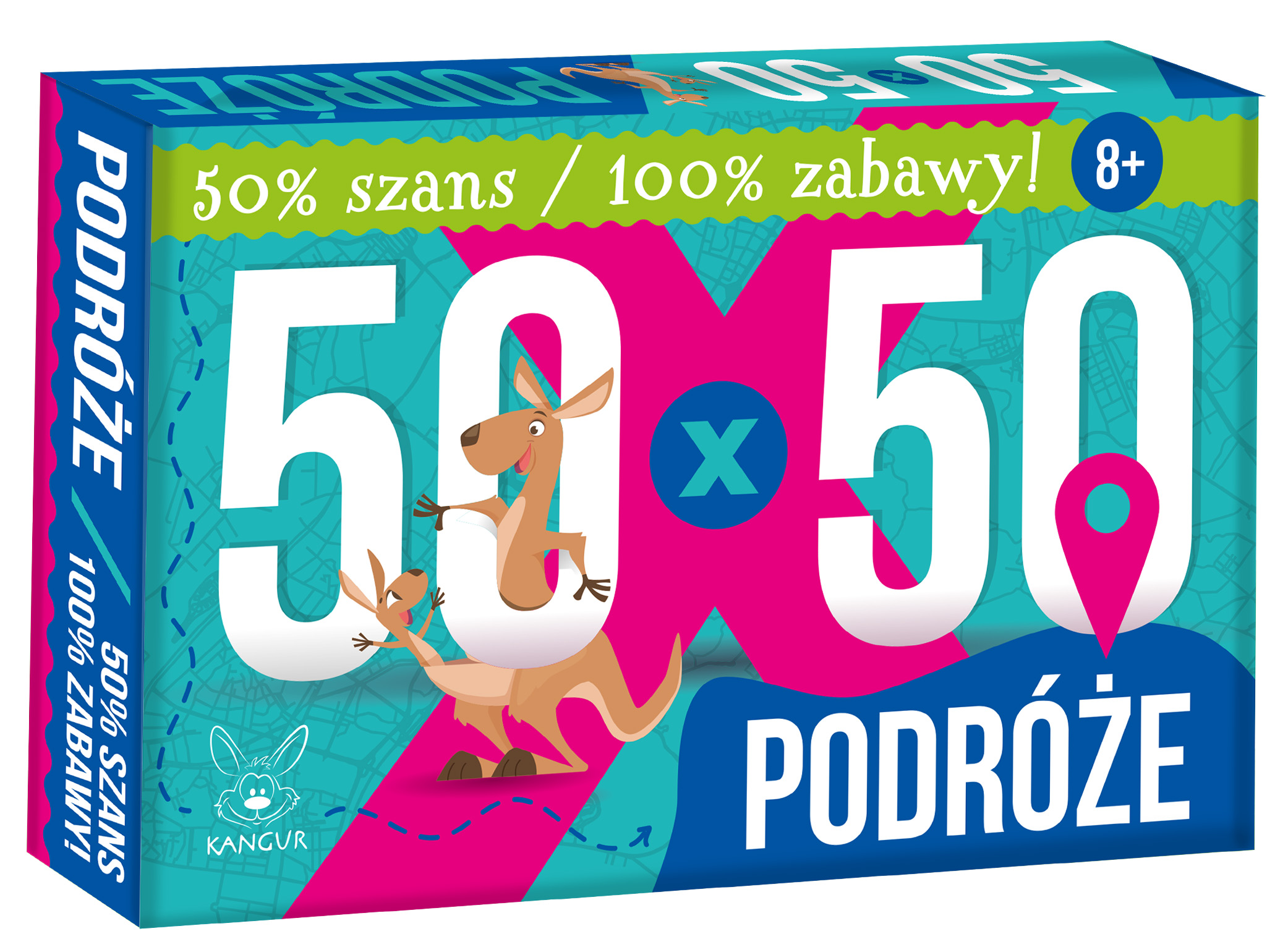 Karty edukacyjne gry 50 x 50 Podróże KANGUR