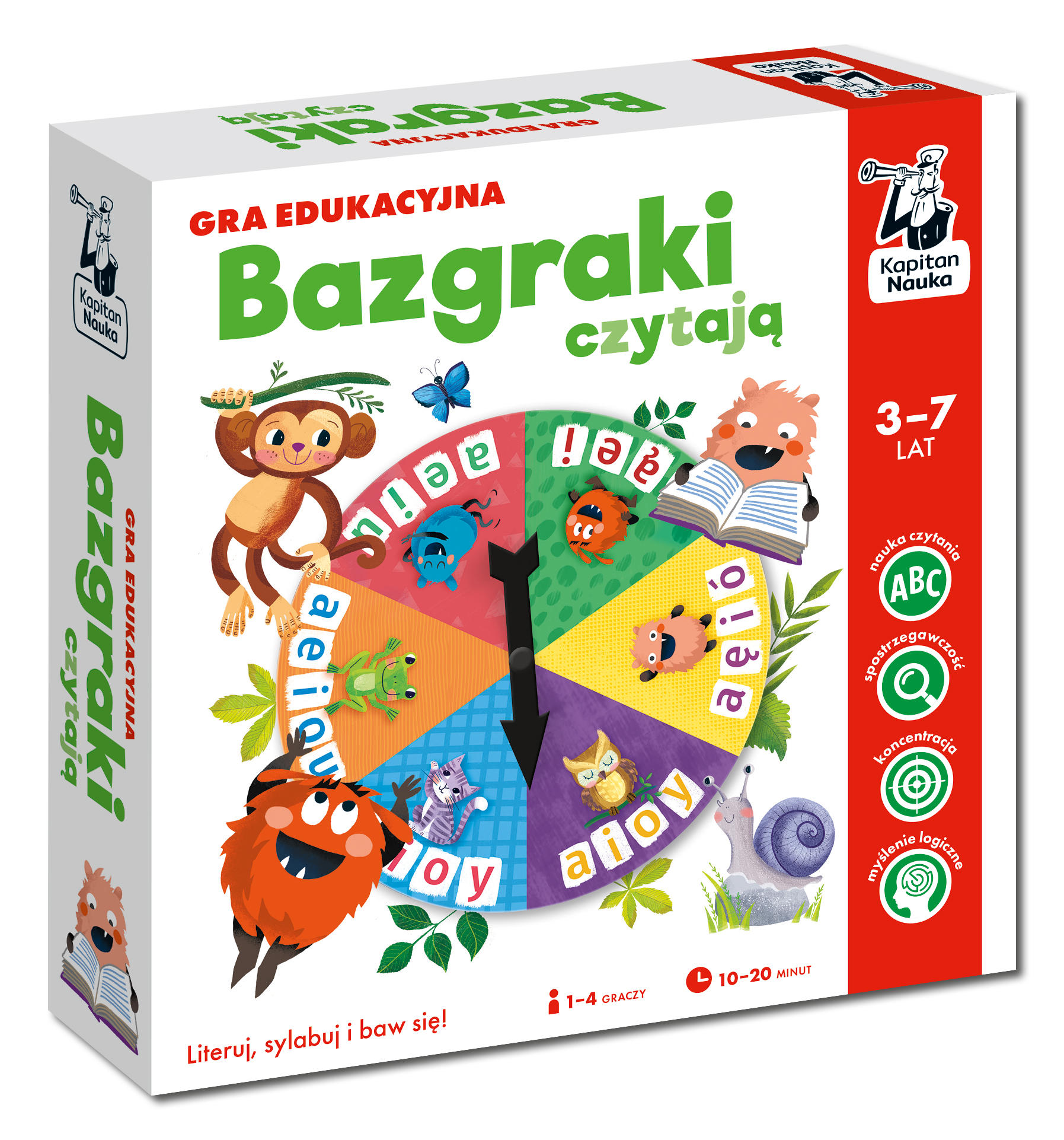 Gra Bazgraki czytają Edgard PAP z kolorowymi postaciami i kartami edukacyjnymi