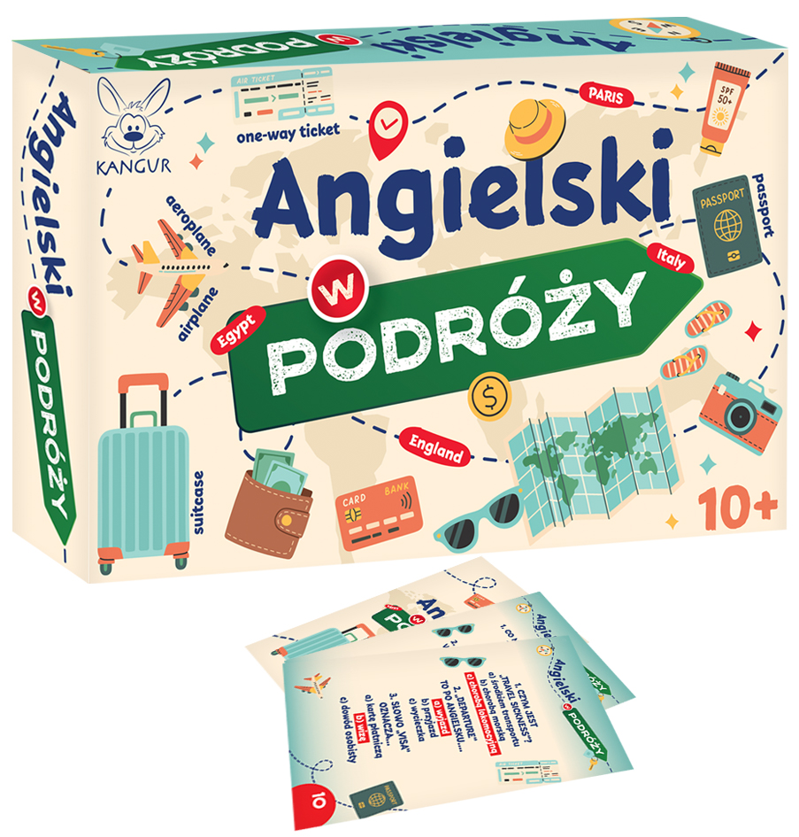 Gra Angielski w podróży KANGUR - plansza i karty do nauki angielskiego
