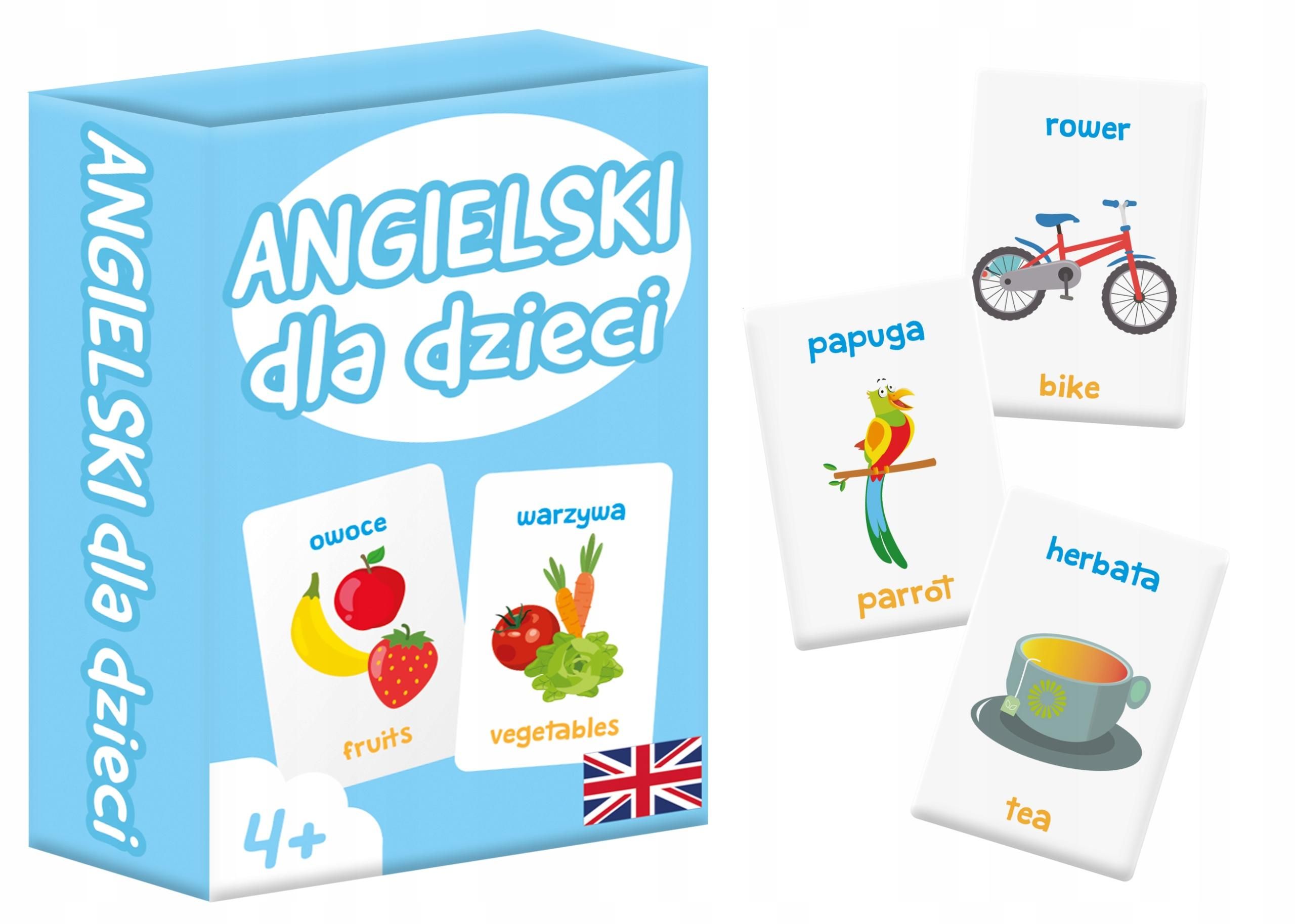 Gra Angielski dla Dzieci mini niebieskie 4+ KANGUR - karty edukacyjne