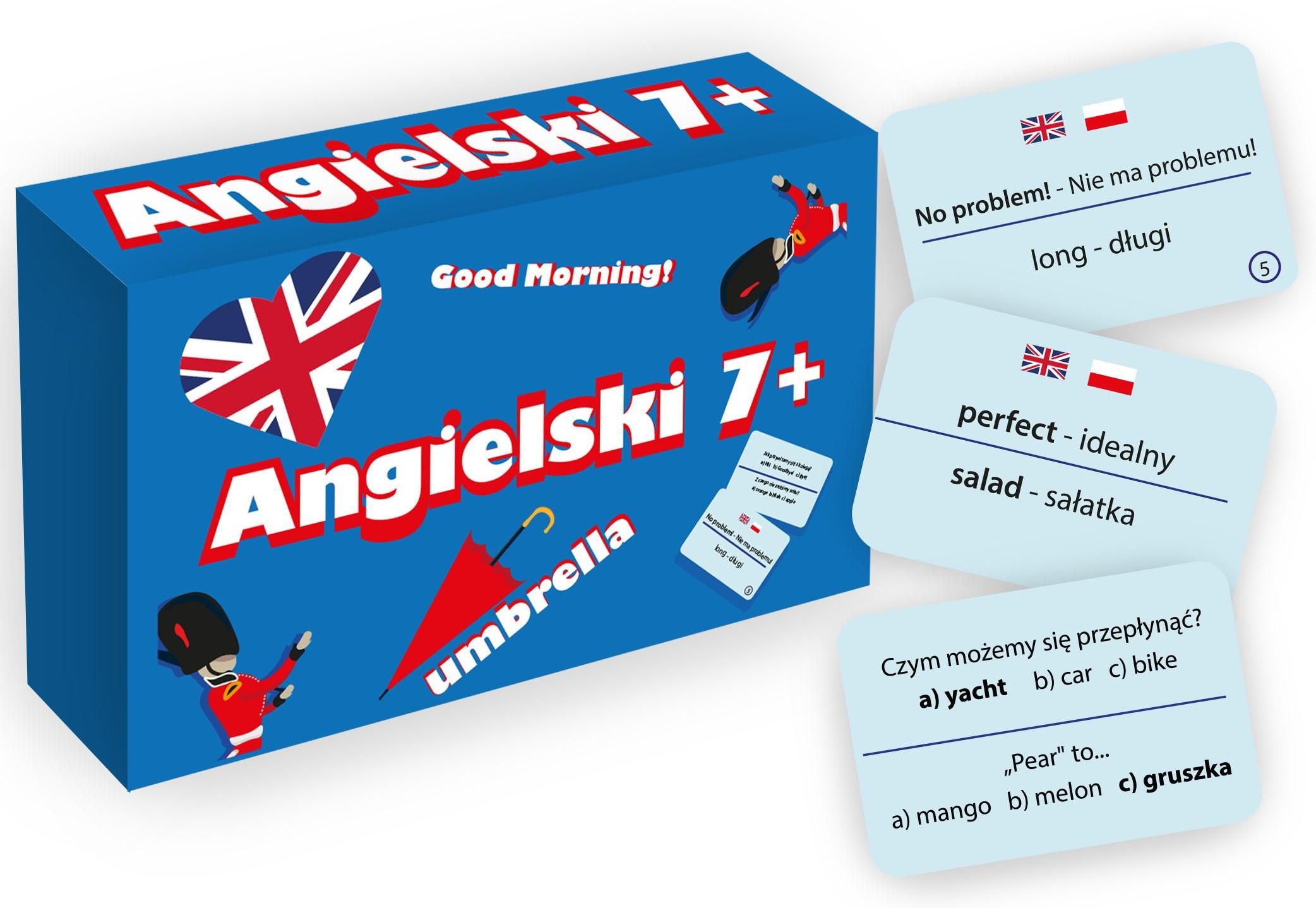 Gra Angielski 7+ mini KANGUR - zestaw 25 kart 46x72 mm do nauki angielskiego