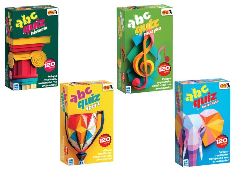 Plansza i karty gry ABC Quiz Zwierzęta Epee - edukacyjna gra logiczna dla dzieci