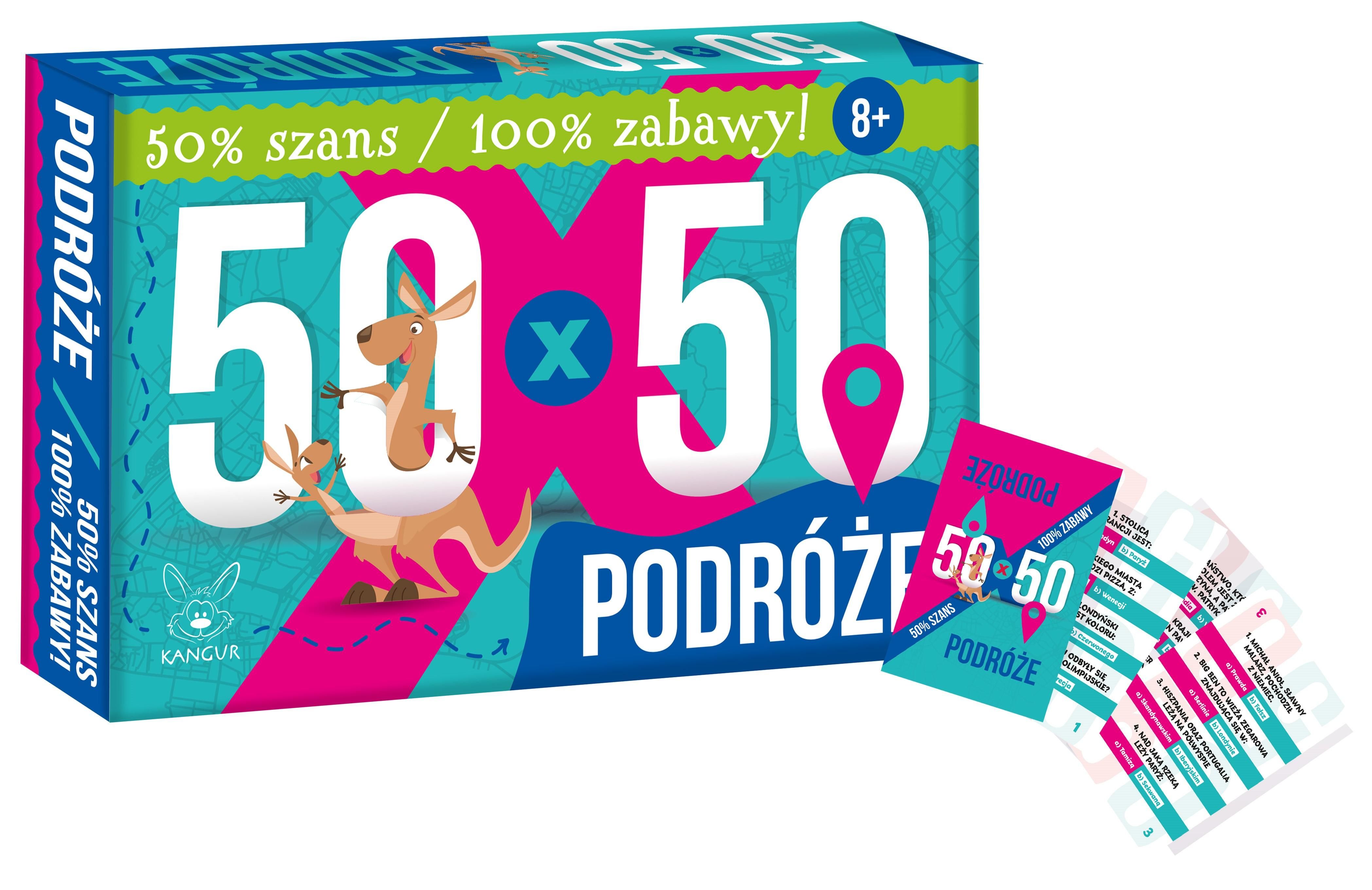 Gra 50 x 50 Podróże KANGUR - plansza i karty