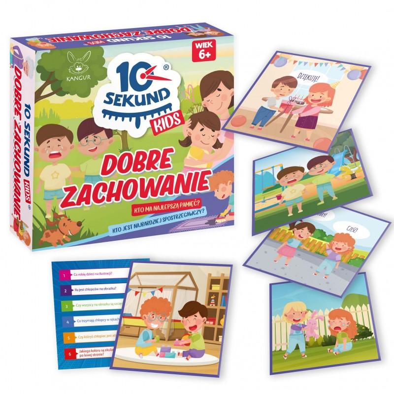Gra edukacyjna 10 Sekund Kids Dobre Zachowanie KANGUR - pudełko i elementy gry