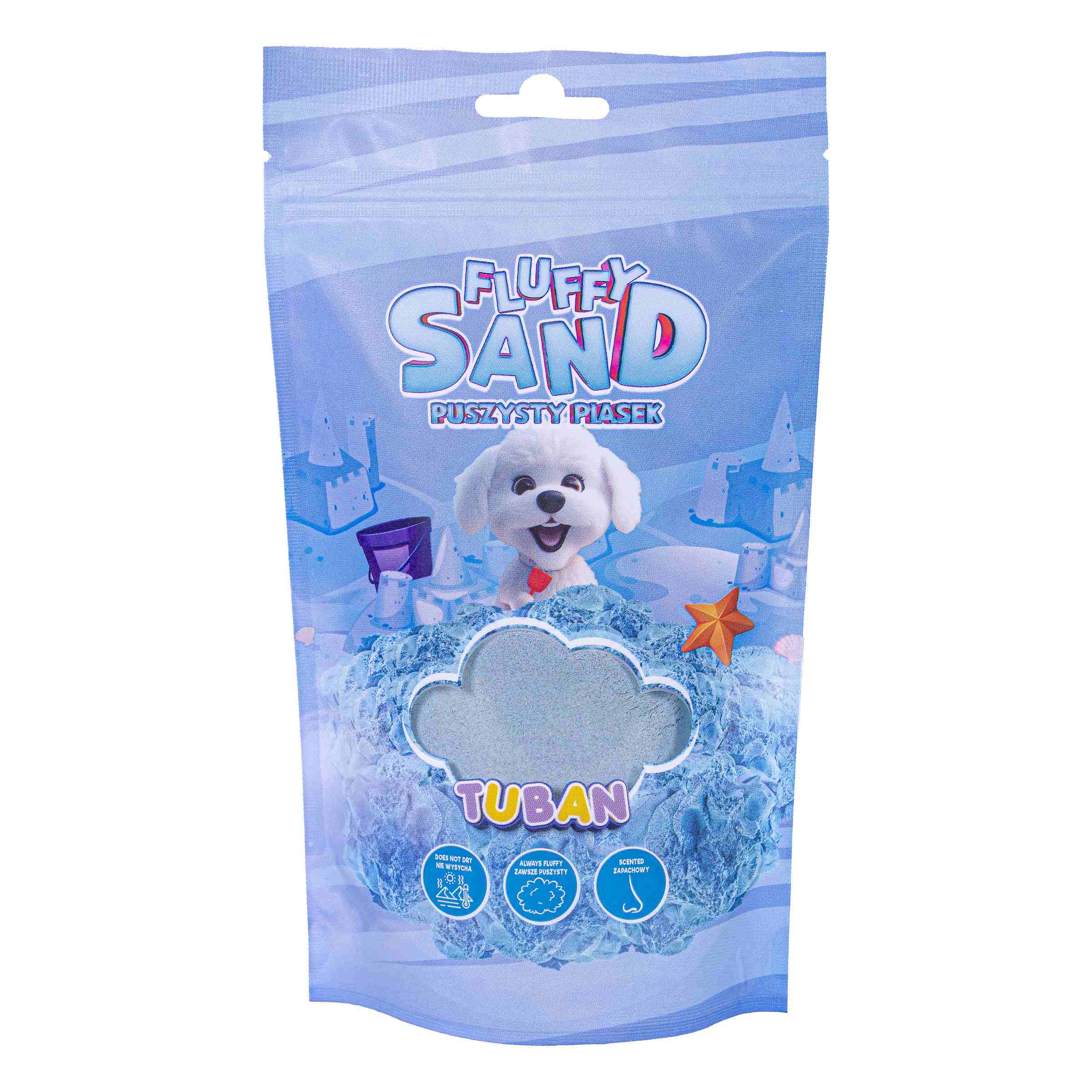 Fluffy Sand Niebieski 90 g - puszysty piasek sensoryczny TUBAN w niebieskim kolorze