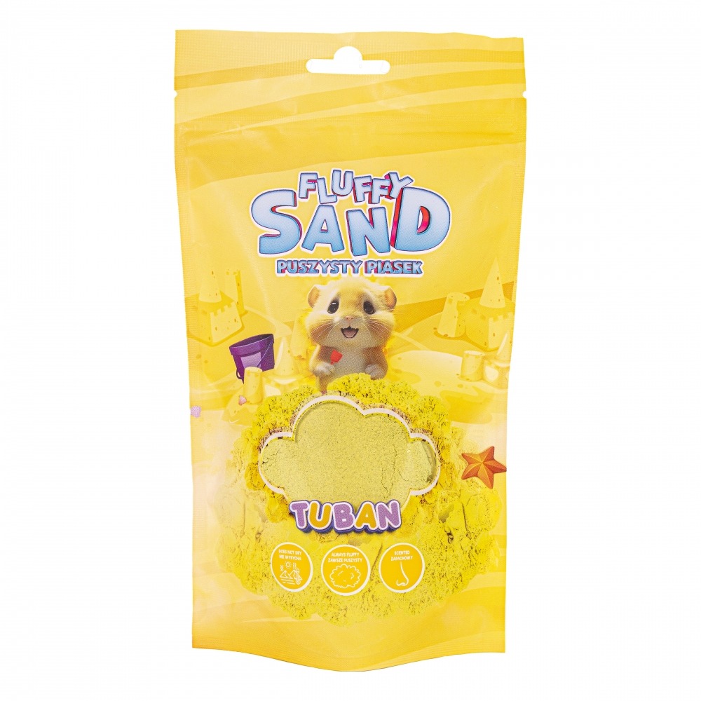 Fluffy Sand żółty 90 g – puszysty piasek sensoryczny marki TUBAN idealny do zabawy i modelowania
