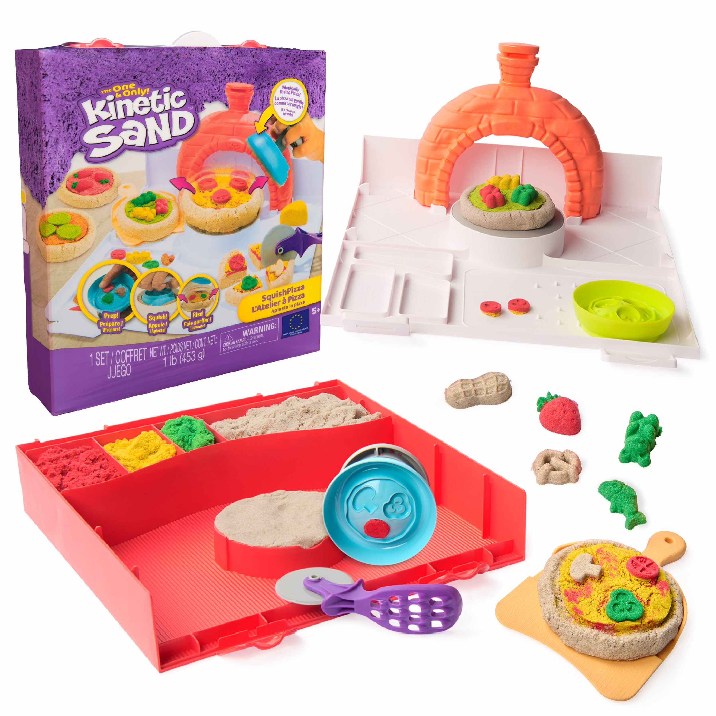 Kinetic Sand SquishPizza zestaw piasku kinetycznego Spin Master z akcesoriami do formowania pizzy