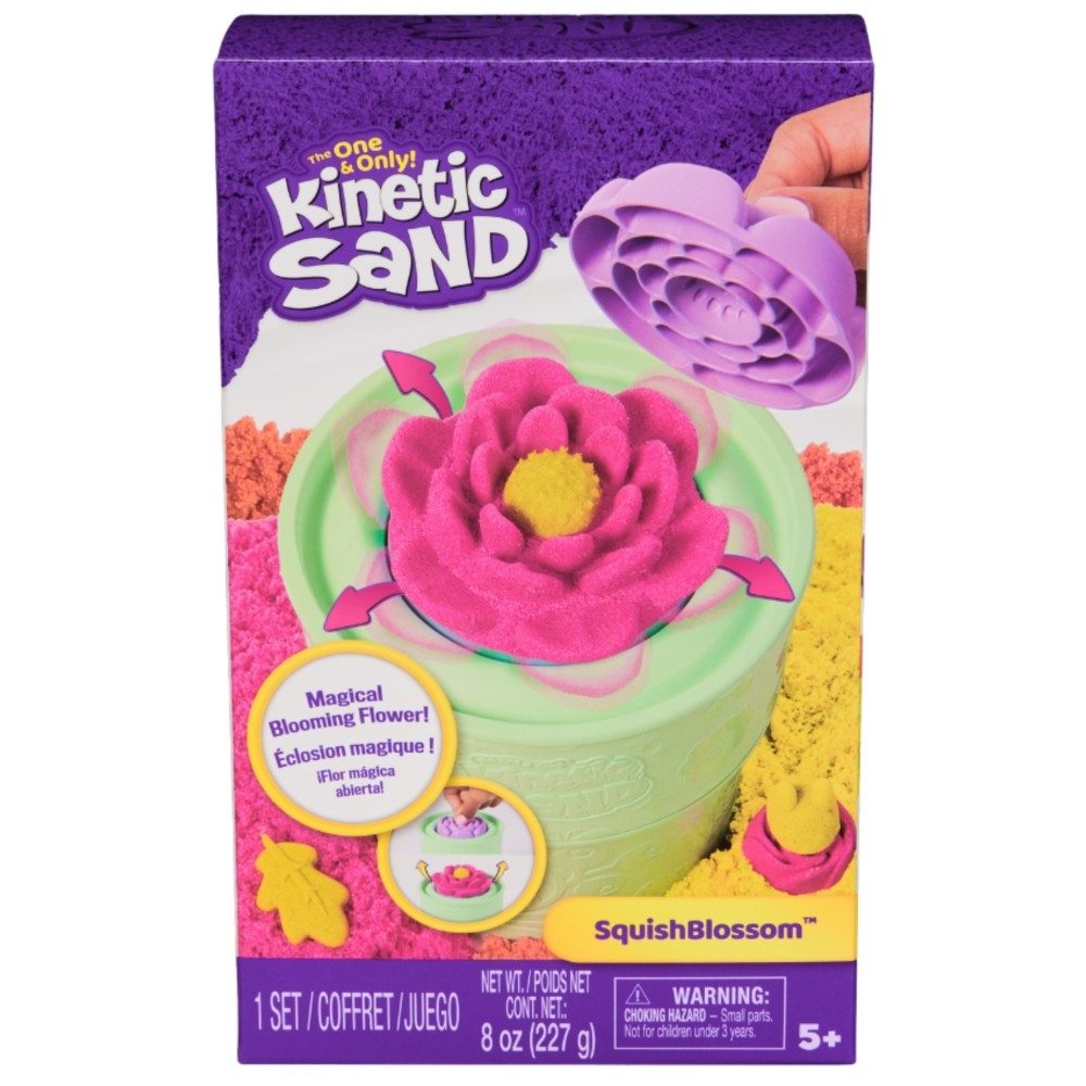 Piasek kinetyczny SquishBlossom w doniczce z foremkami do kwiatów