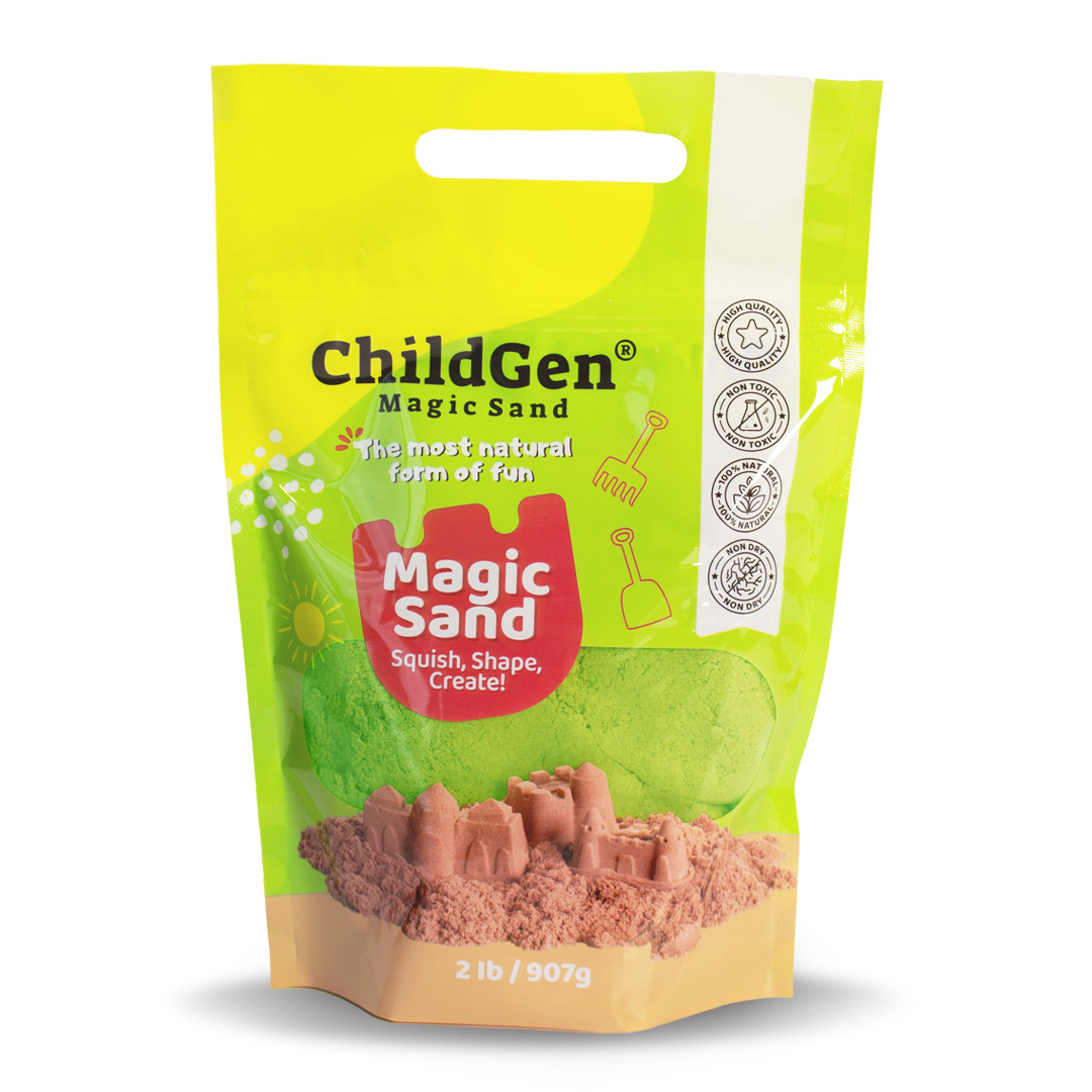 Naturalny zielony piasek kinetyczny ChildGen 907 g w opakowaniu uzupełniającym Refill