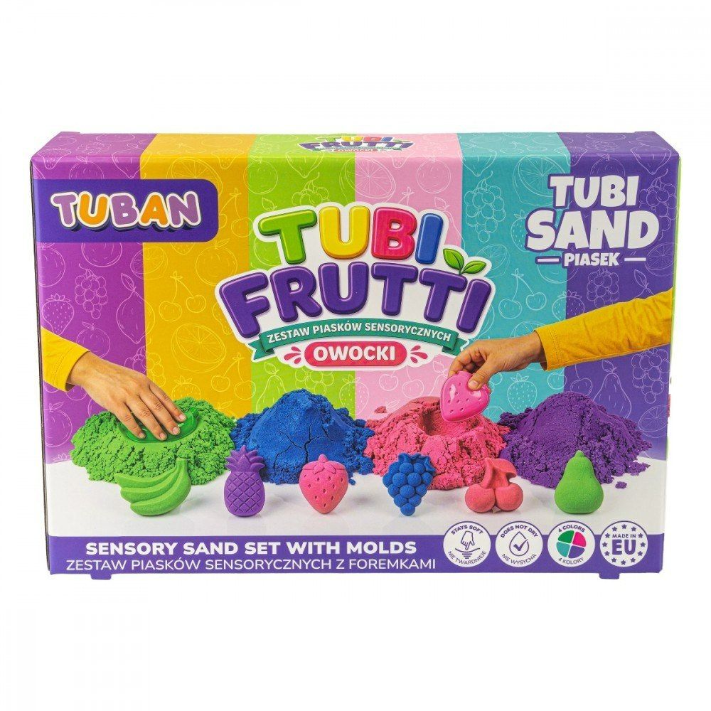Zestaw piasków sensorycznych Tubi Frutti Owoce z foremkami marki TUBAN