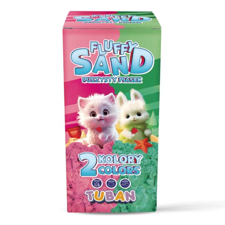 Puszysty piasek sensoryczny Fluffy Sand TUBAN w kolorze różowym i zielonym