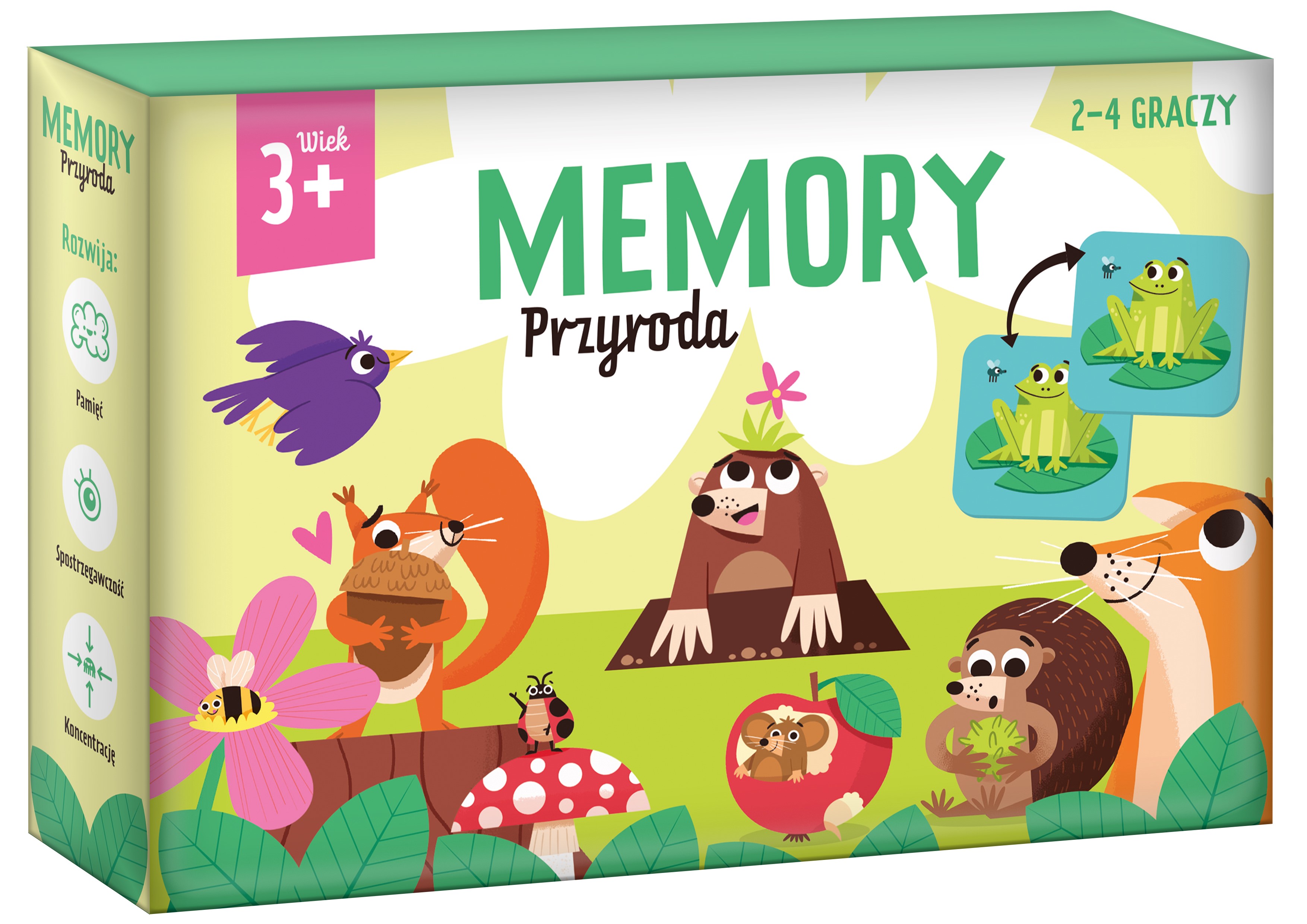 Kolorowe karty ze zwierzętami w grze Memory Przyroda marki KANGUR
