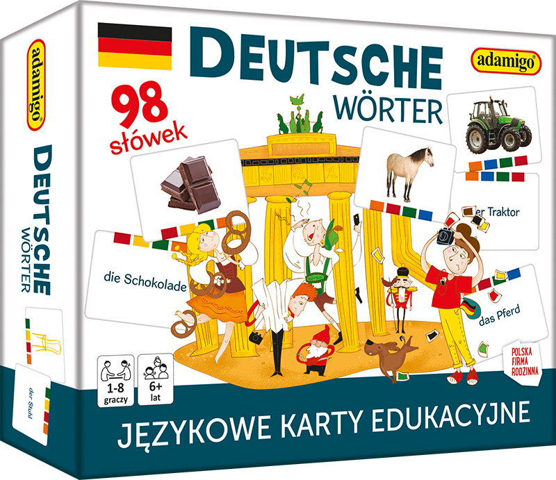 Karty edukacyjne Deutsche Wörter do nauki niemieckiego od ADAMIGO w formacie 122x150 mm