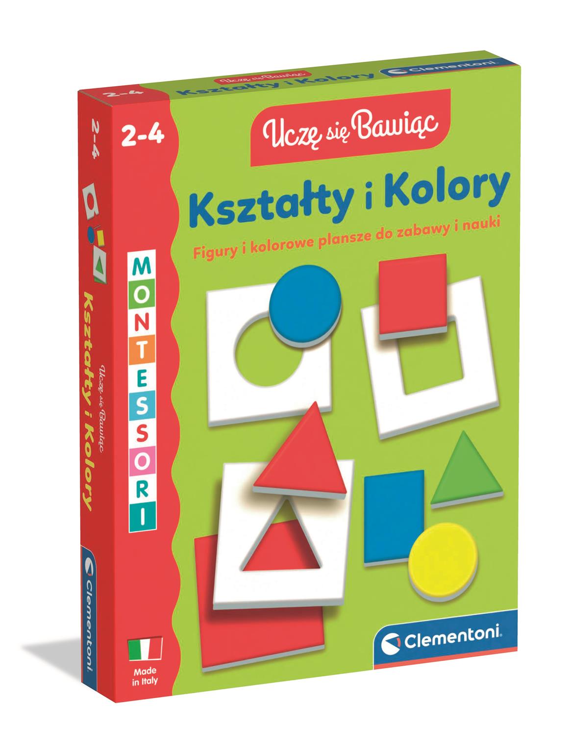 Gra edukacyjna Uczę się Bawiąc Kształty i Kolory Clementoni - widok planszy i kolorowych figur